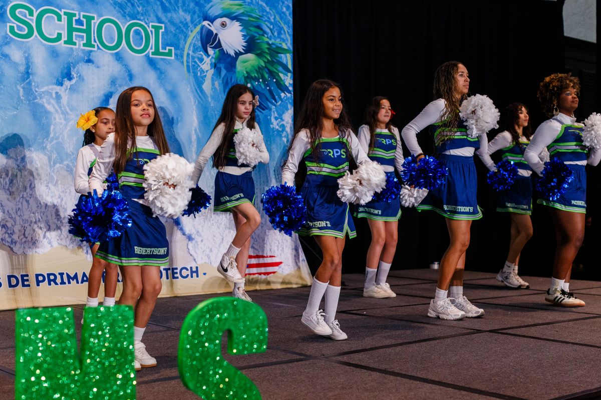 Robertson's Private School cheer squad performing on the main stage