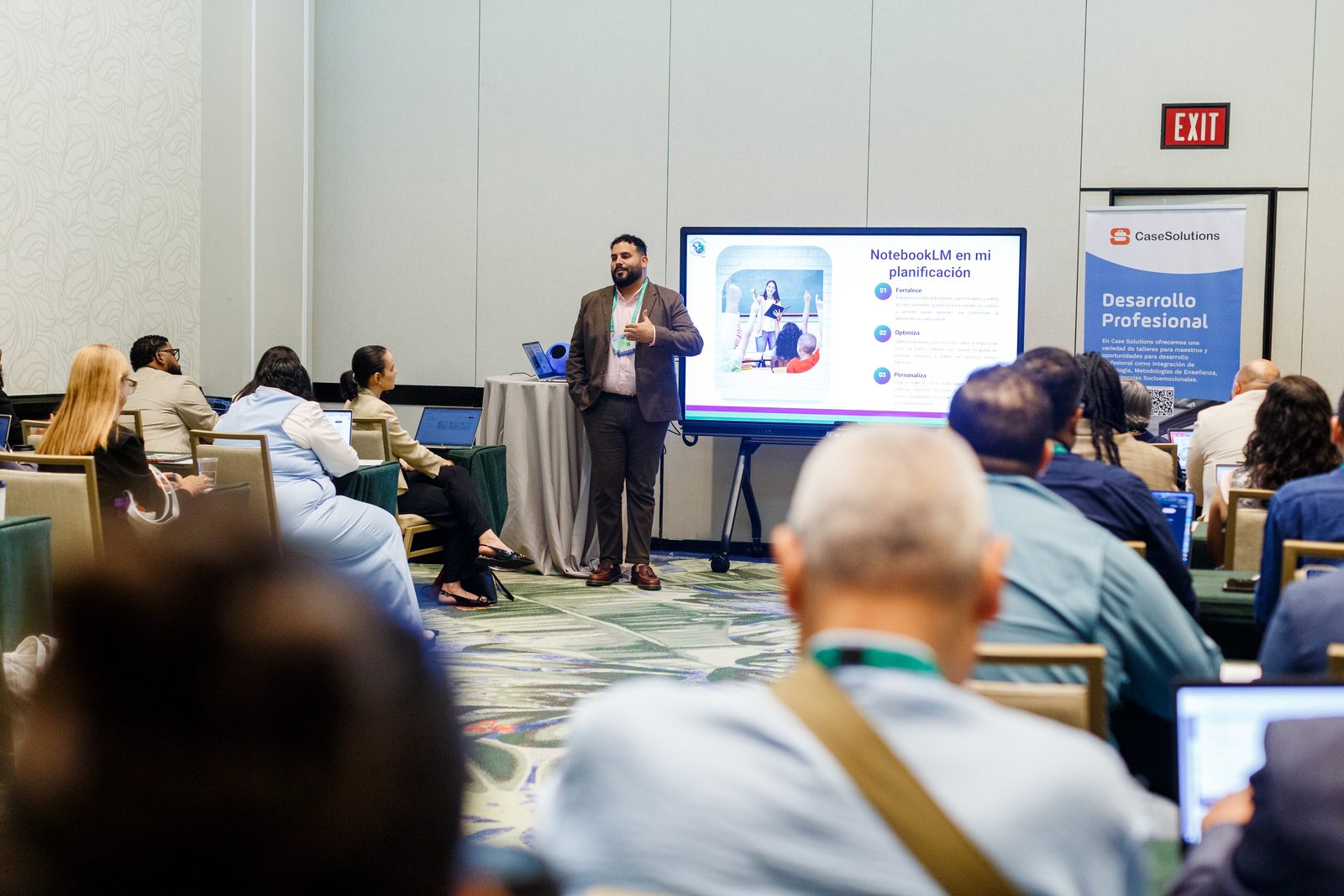 A presenter leading a session at the Spring Educators Conference