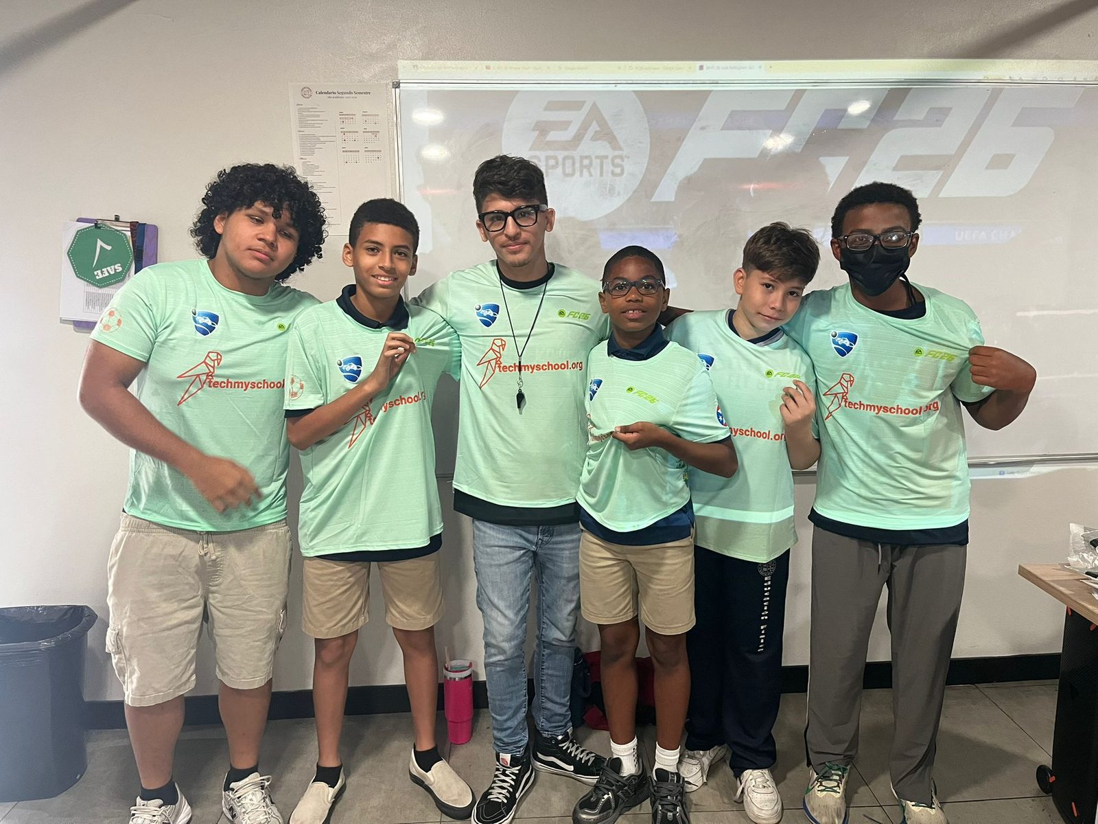 Student esports team in Tech My School jerseys
